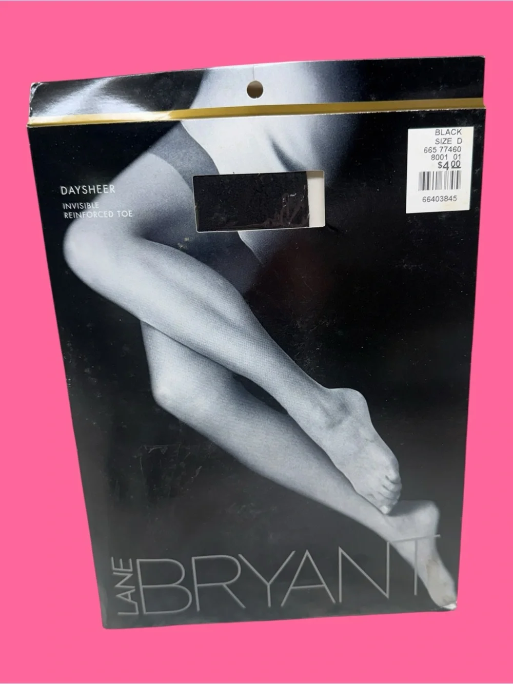 Vintage Lane Bryant Daysheer Pantyhose Black Size D Invisible Reinforced Toe